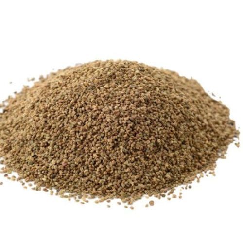 a pile of small Apium Graveolens (Ajmoda) brown grains